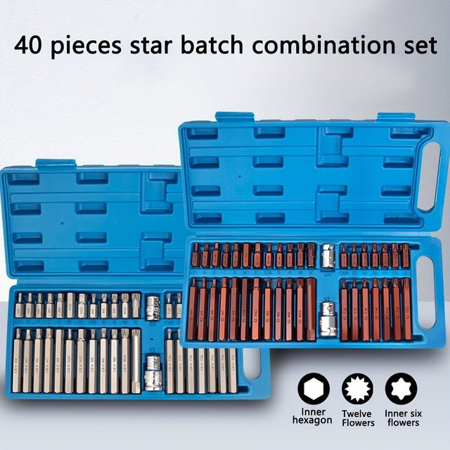 40-teiliges Stern-Bit-Set aus S2-Stahl, magnetisches Torx-Schraubendreher-Bit-Set in Braun - Bild 1