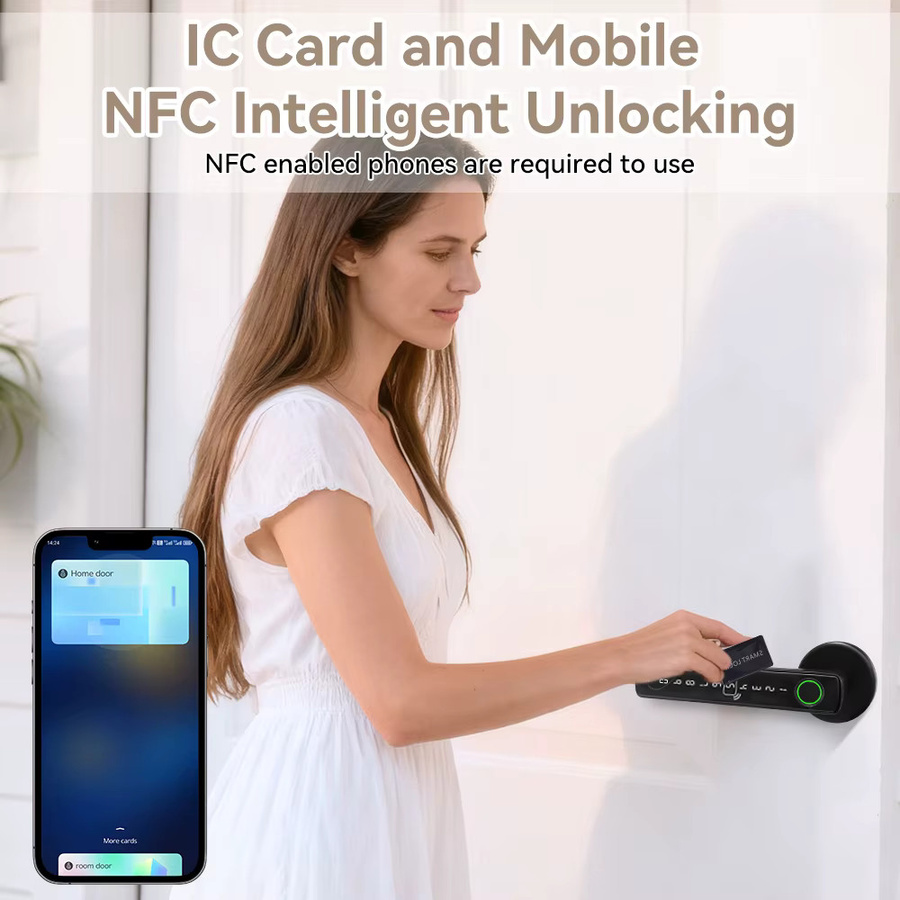 Tuya Smart Bluetooth Fingerabdruck-Türschloss mit Smart Life App-Steuerung für deine Hausautomatisierung in Schwarz - Bild 2