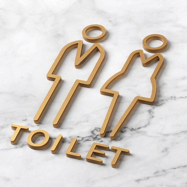 Chunlian Acryl-WC-Beschilderung Orientierungsschild für Männer und Frauen in Schwarz und Gold, Breite: 32 cm - Bild 1
