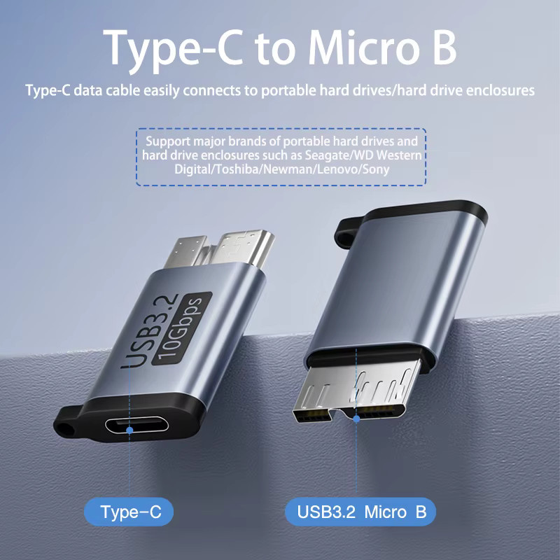 Tengfei USB-C auf Micro-USB 3.2 Adapter für Hochgeschwindigkeitsübertragung mit 10 Gbit/s zur Verbindung von mobilen Festplatten mit Smartphones und Tablets - Bild 2
