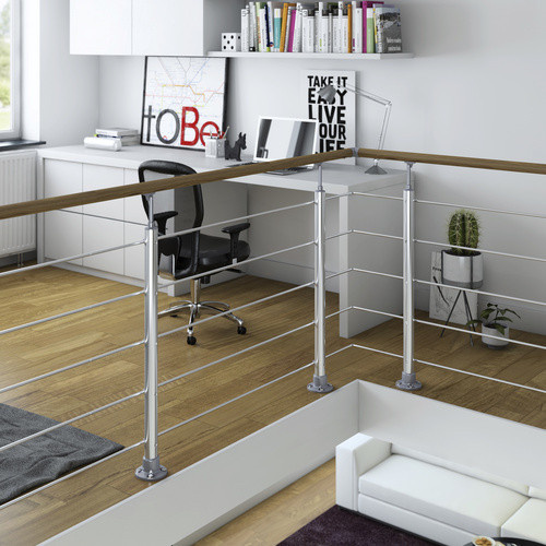 Dolle Geländer-Set mit Eichenhandlauf für Bodenmontage, silberfarben, Länge: 150 cm - Bild 3