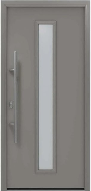 EcoStar Haustür Isopro IP 020S aus Aluminium und Stahl in Graualuminium mit Glaseinsatz, B: 110 cm, H: 210 cm, DIN Links - Bild 1