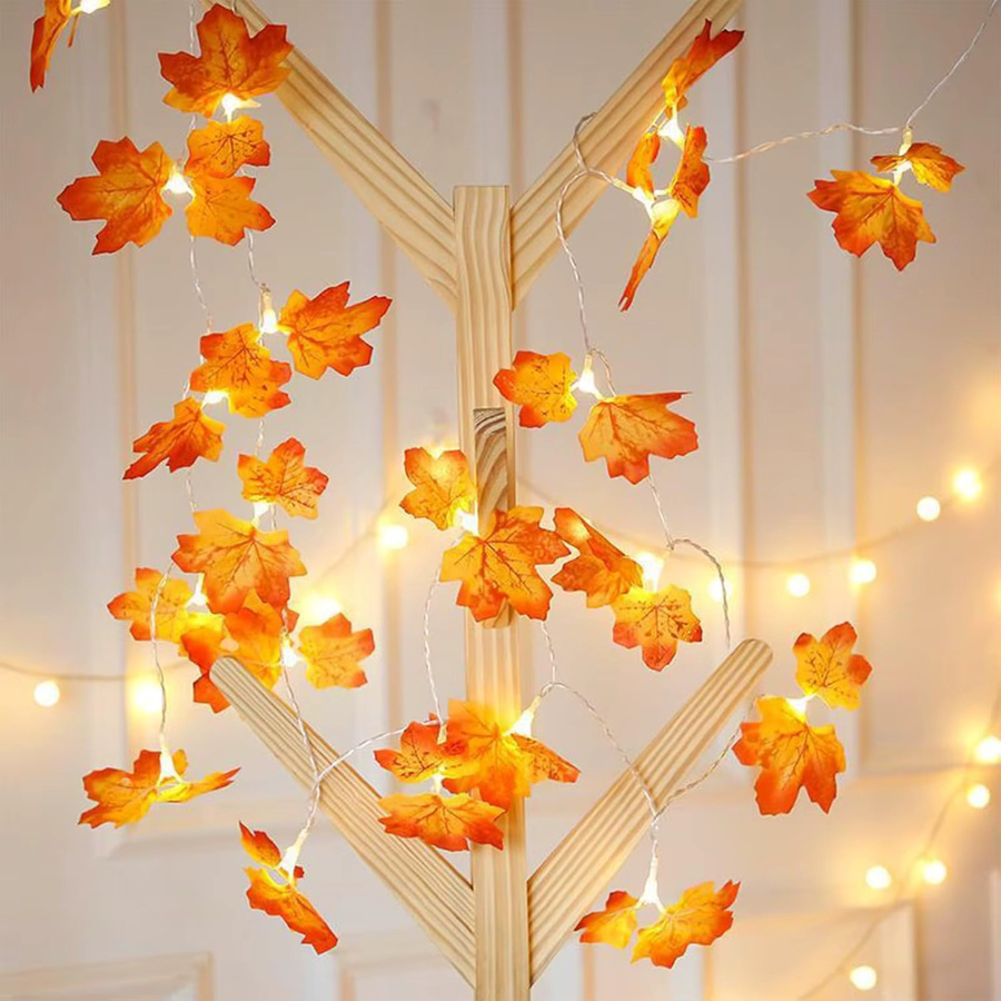 LED Ahornblatt Girlande in warmweiß für Herbst, Halloween und Weihnachten zur Dekoration von Innen- und Außenbereichen - Bild 2