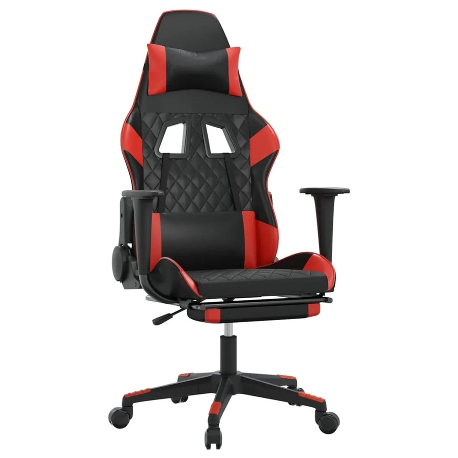 vidaXL Gaming-Stuhl Modell 3 in Schwarz und Rot aus Kunstleder mit Massagefunktion und Fußstütze - Bild 2