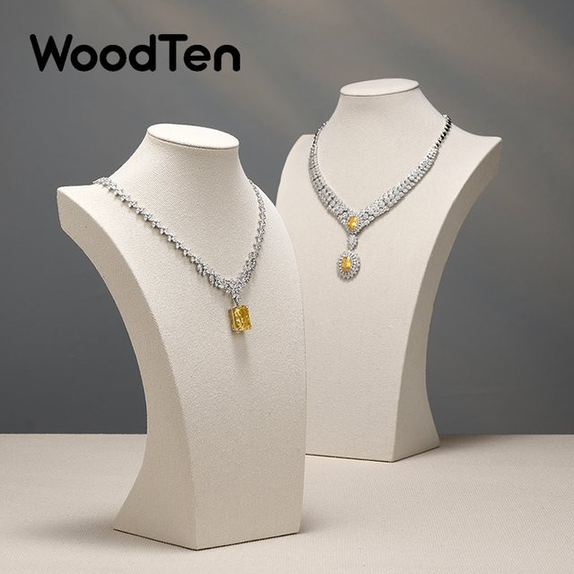 WoodTen Schmuck Display Büste aus Leinen für Halsketten und Mannequin-Halter für Messen und Verkäufe - Bild 1