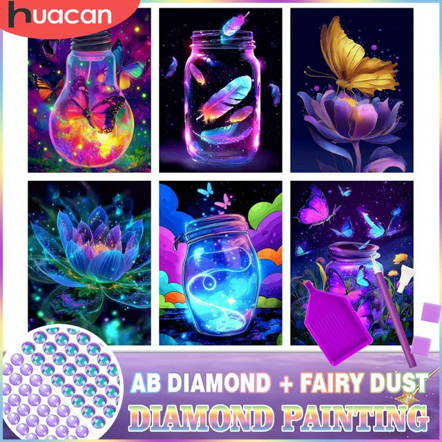 HUACAN AB Diamantmalerei Schmetterling Fantasie-Landschaft Komplettset, Multicolour, B/H: 30 x 20 cm - Bild 1