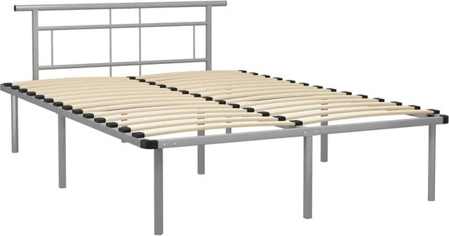vidaXL Bettgestell aus Metall in Grau, klassisches Design, B/T/H: 140 x 200 x 78 cm - Bild 1