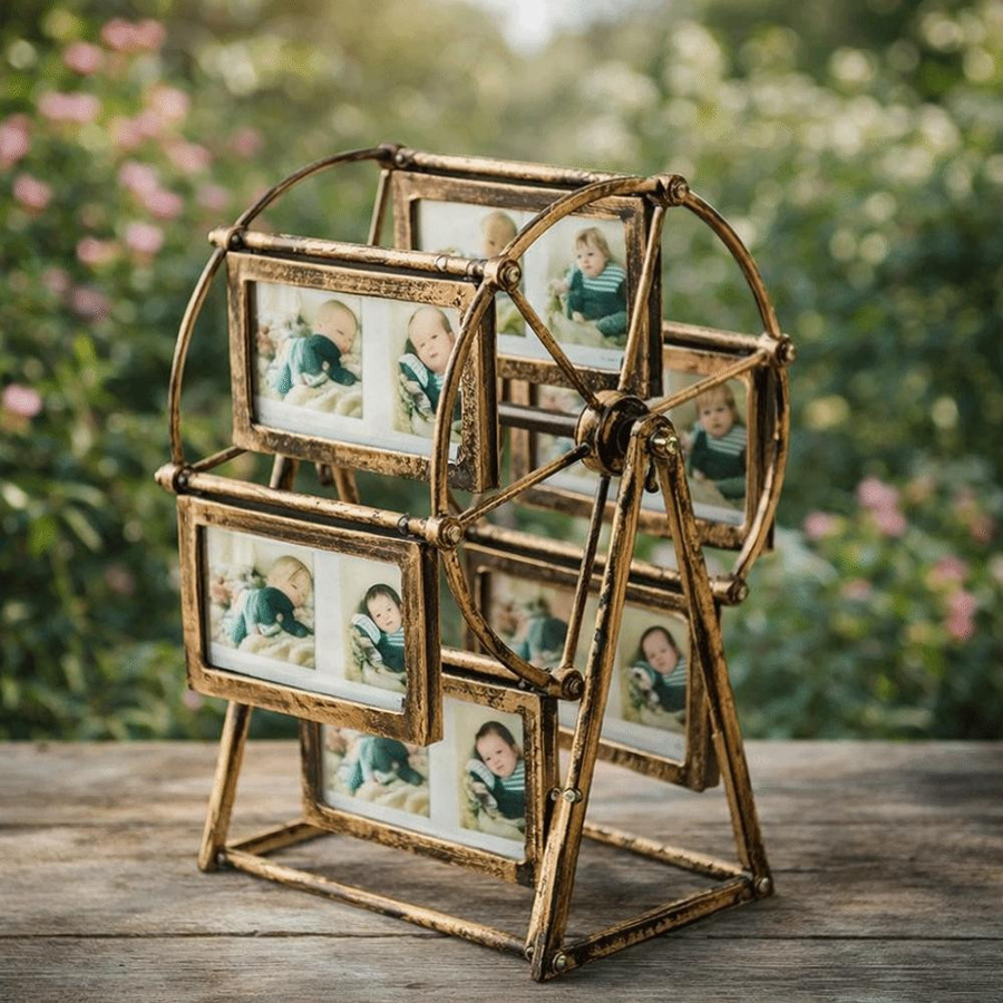 Stermin 360 Grad drehbarer Bilderrahmen mit 12 Fächern in Bronze Floral als Foto-Display-Regel für den Familiengebrauch - Bild 2
