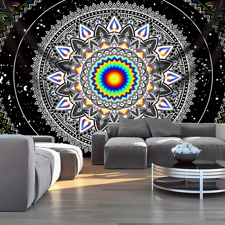 VIKAMA Boho Mandala Wandteppich in Multicolour mit geometrischem Design, Breite: 60 cm, Höhe: 60 cm - Bild 2