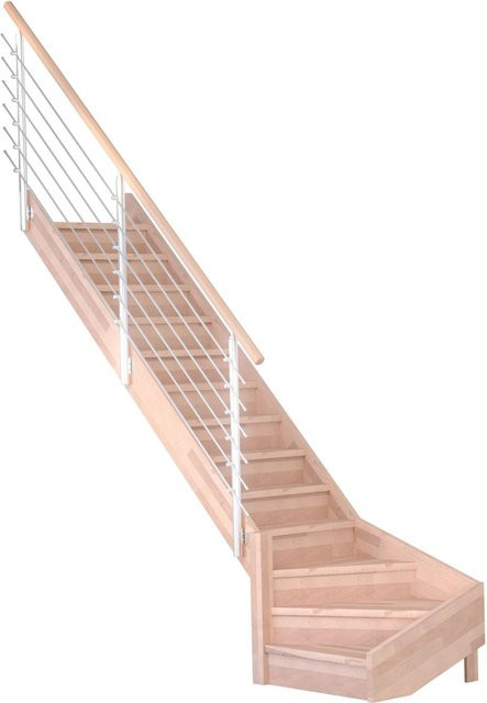 StarWood Treppe Mykonos Pro Buche in Braun mit Design-Geländer aus Edelstahl, Länge: 80 cm, FSC-zertifiziert - Bild 1