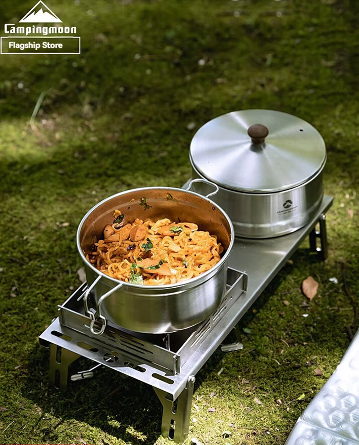 CAMPINGMOON Leichtes Wandertopf-Set aus Edelstahl in Silber für Outdoor-Camping und Kochaktivitäten - Bild 3