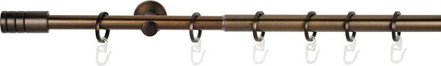 Ondeco Gardinenstange ausziehbar 1-lauf zur Wandmontage mit Ringen und Endstück Rille, Farbe: Gold/Braun, Breite: 210-400 cm - Bild 1