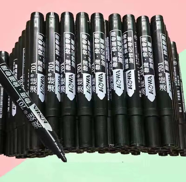 Permanent-Marker Set mit wasserfestem schwarzem Stift für Reifen und ölige Oberflächen, schnell trocknender Bullet-Marker in Schwarz - Bild 1