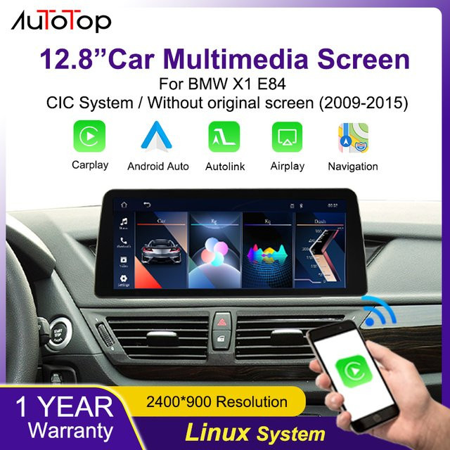 AUTOTOP 12,8 Zoll Android Auto und Apple CarPlay Display für BMW X1 E84 CIC-System 2009-2015 in Schwarz - Bild 1
