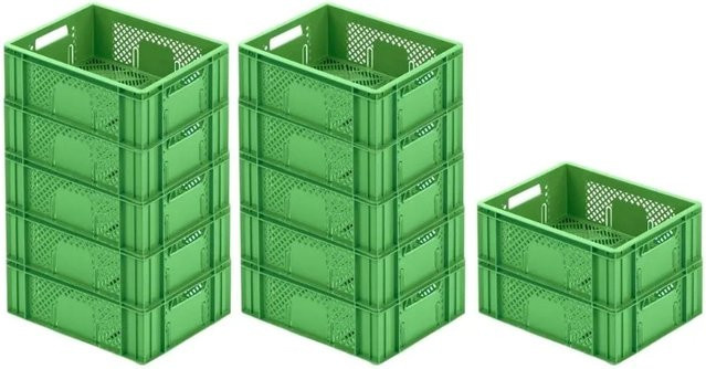 CHEFGASTRO SuperSparSet 12 Eurobehälter Obst- und Gemüsekasten in Grün, H x B x T: 14,2 x 30 x 40 cm, 13 Liter Transportbox - Bild 1