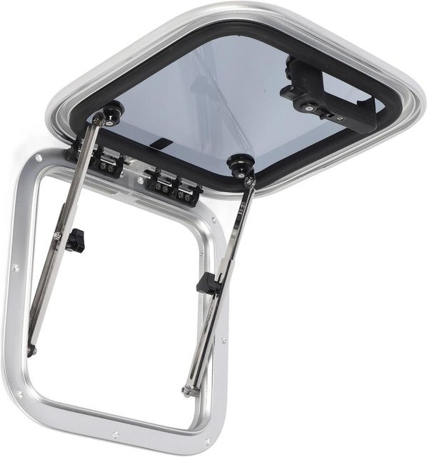 Awinner Marine-Luken-Bullauge aus Aluminiumlegierung in Grau mit Stützstange und Griff für Yacht und Wohnmobil, B/H: 38,1 x 38,1 cm - Bild 1