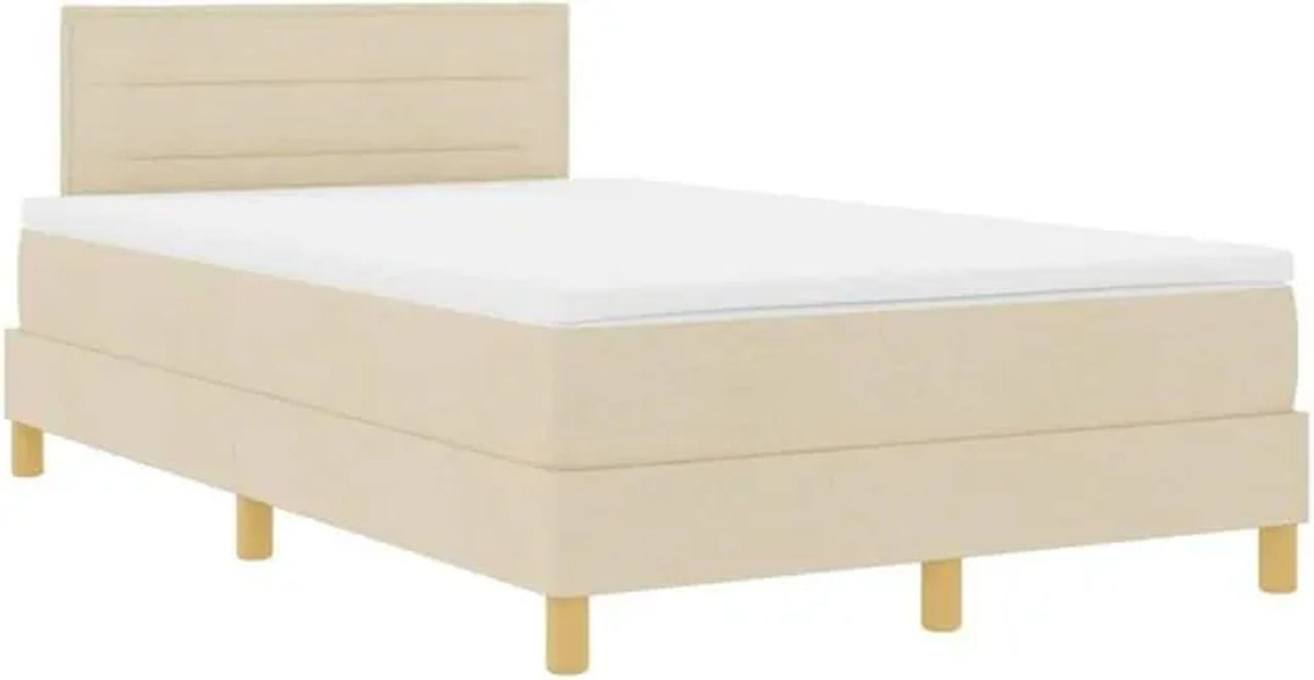 vidaXL Boxspringbett mit Matratze in Beige aus Stoff, B/T/H: 120 x 200 x 88 cm - Bild 1