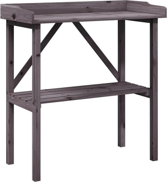 vidaXL Pflanztisch aus massivem Tannenholz mit Ablage, Grau, B/T/H: 78 x 38 x 82,5 cm - Bild 1