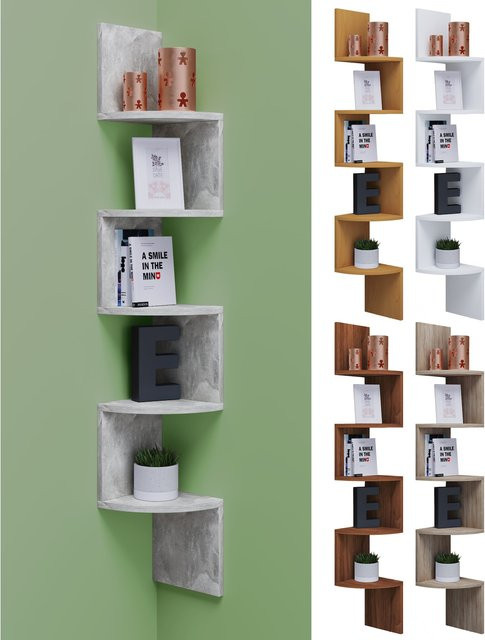 VCM Wandregal hängend mit Holzstruktur-Nachbildung, H x B x T: 123 x 20 x 20 cm - Bild 1