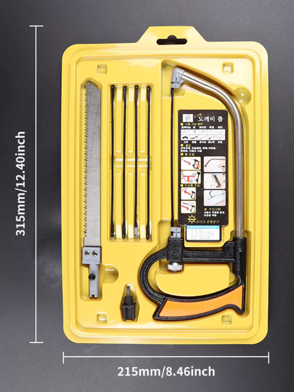 8-in-1 Multifunktions-Mini-Handsägeset mit verstellbarem Rahmen und 6 Stahlsägeblättern zum Schneiden von Metall, Kunststoff, Holz, PVC und Keramikfliesen - Bild 7
