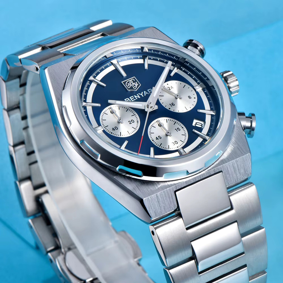 BENYAR Chronograph, Quarz, Edelstahl, Blau, Herren - Bild 4