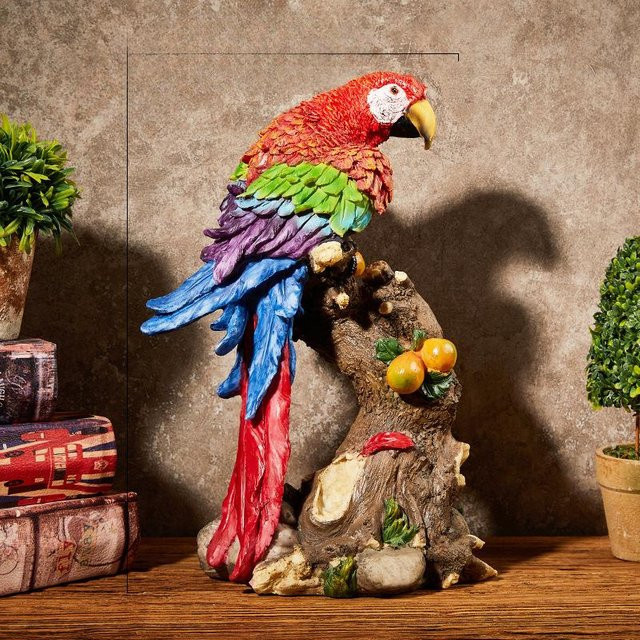 Dekorative Papagei-Figur von Yiran Furniture im europäischen Stil, buntes Vogelmodell aus Kunststoff für Wohnzimmer, Eingang oder Büro, Höhe: 15,0 cm - Bild 1