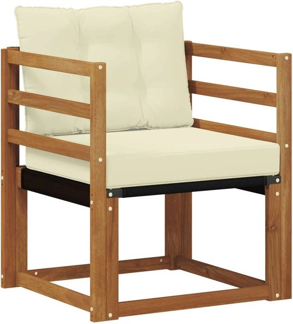 vidaXL Outdoor-Sofagarnitur aus massivem Akazienholz und Textilene in Braun und Creme - Bild 1