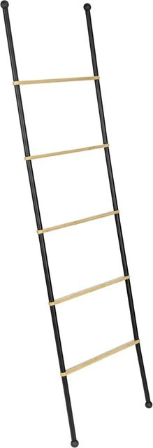 WENKO Handtuchleiter Bambusa aus Bambus und Stahl, schwarz, H: 158 cm, B: 42 cm, T: 30 cm - Bild 1