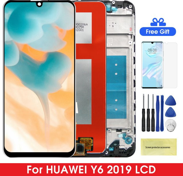 Huawei Y6 LCD-Display mit Rahmen 6.09 Zoll Digitaler Touchscreen in Schwarz für MRD-LX1F LX1 LX3 LX1N - Bild 1