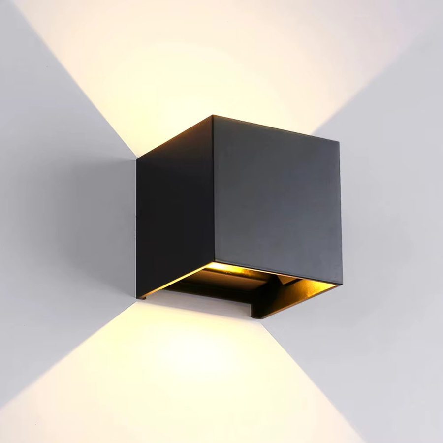 Moderne LED Wandleuchte IP65 wasserdicht in Schwarz aus Metall mit verstellbarem Up-Down Licht für Innen und Außen, Warmweiß - Bild 3