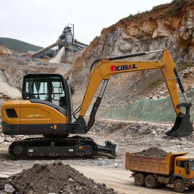 Hydraulischer Minibagger Schienentyp von nicosail in Gelb mit 2 bis 3,5 Tonnen Tragkraft - Bild 1
