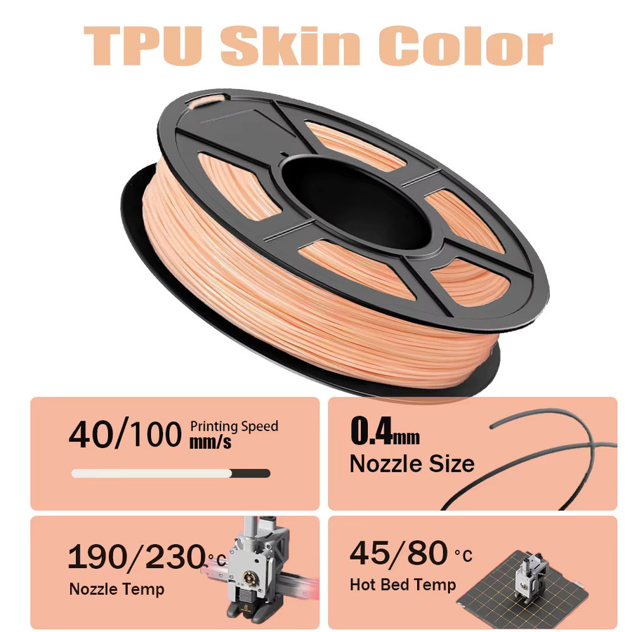 DINGSUN TPU-Filament Beige 1,75 mm Durchmesser 250 g Spule für FDM 3D-Drucker - Bild 4