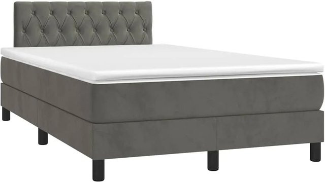 vidaXL Boxspringbett mit Matratze und LED in Dunkelgrau, Hybridbett mit USB-Ladeport und Taschenfederkern, B/T: 120 x 190 cm - Bild 1
