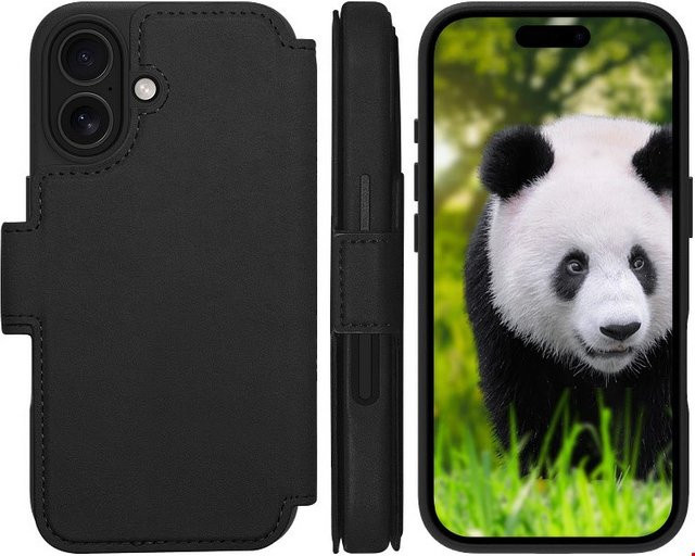 Lynge MagSafe Handy-Klapptasche aus Full-grain Leder für iPhone 17 in Schwarz - Bild 2
