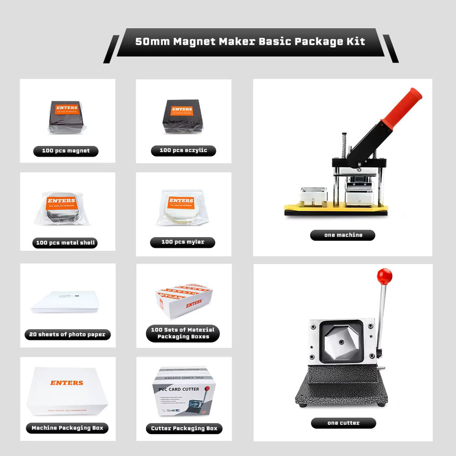 Individuelles Foto-Kit für Kühlschrankmagneten mit Button-Maker-Maschine, Schneidegerät und 100 Magneten, 2x2 Zoll, aus Metall - Bild 4