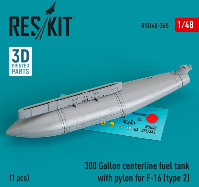 ResKit Models 300 Gallon centerline fuel tank with pylon for F-16, 1-teiliges Set, 1:48 - Bild 1