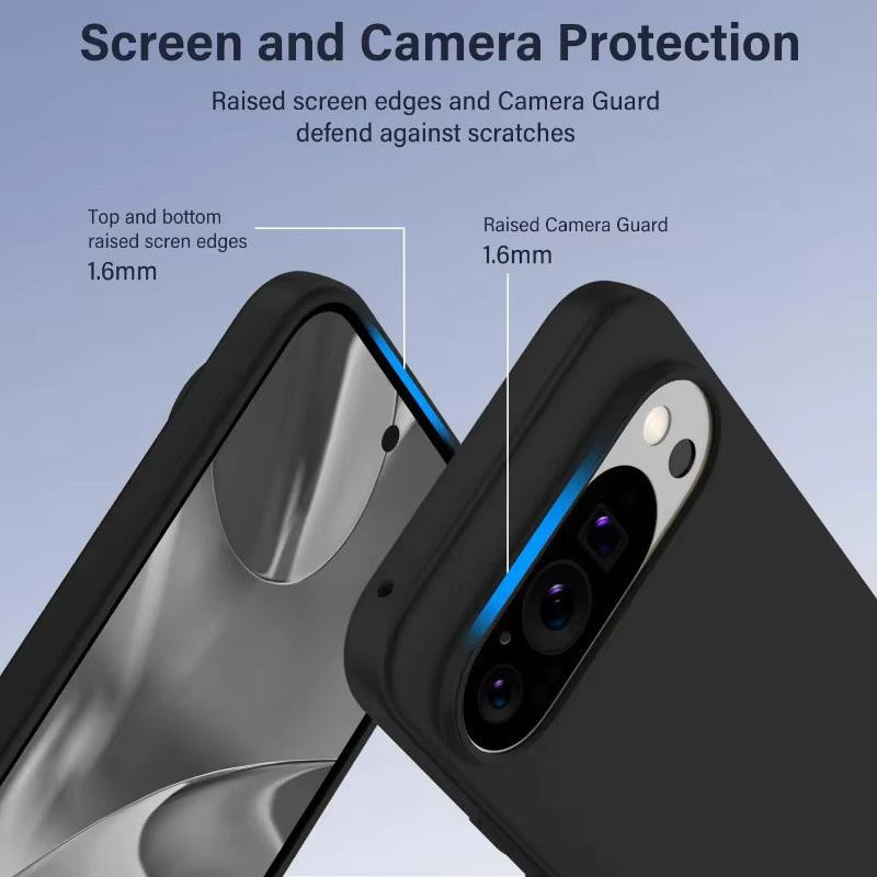 Schlanke und matte TPU-Handyhülle mit Linsenschutz für Google Pixel 10 Pro, 10 Pro XL, 9 und 8 in Schwarz - Bild 2