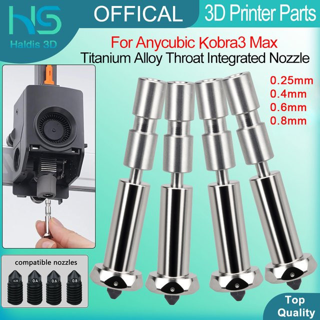 Anycubic Einteilige Düsen für Kobra 3 Max aus Titanlegierung in Silber, Durchmesser: 0,25 mm, 0,4 mm, 0,6 mm, 0,8 mm - Bild 1