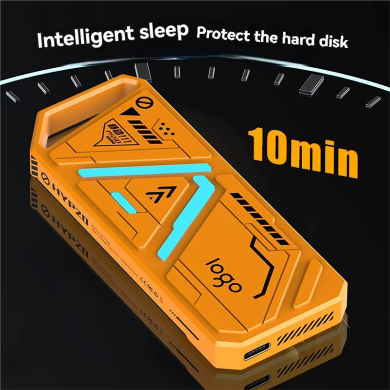 ABZZ M.2 SSD-Gehäuse Tragbares USB 3.1 Typ-C RGB Gehäuse für NGFF/NVME SSD mit 10 Gbit/s in Orange - Bild 4