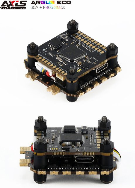 Axisflying Argus ECO 60A F405 Stack für FPV Freestyle Drohnen, Schwarz, 4-6S LIPO, UART 6 HD/Analog und GPS unterstützt - Bild 1