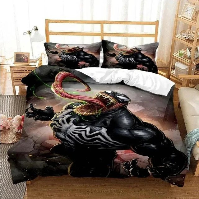 Venoms Bettwäsche-Set aus Mikrofaser mit Bettbezug und Kissenbezug in Schwarz, B/H: 135 x 200 cm - Bild 1