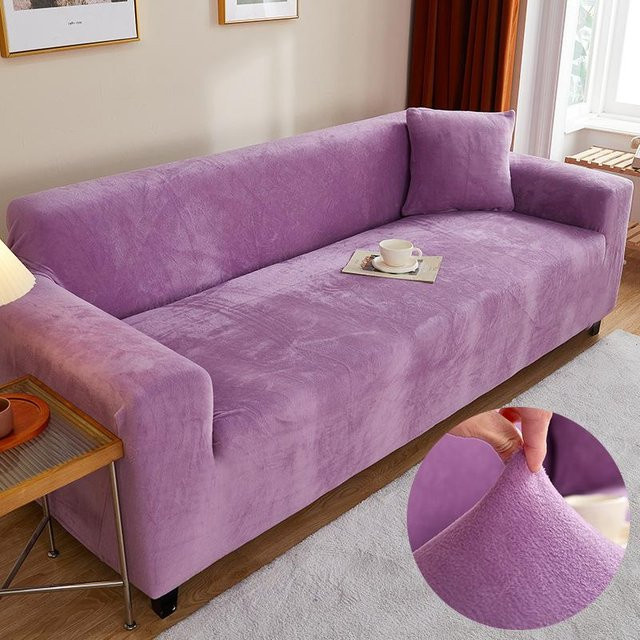Bestbags Sofaüberwurf aus Samt in Lila, elastischer und rutschfester Couchbezug für 2-Sitzer, 145-185 cm - Bild 1