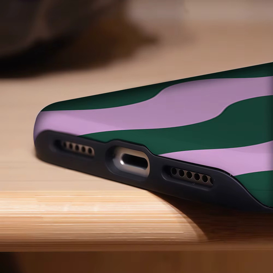 Robuste doppelschichtige Handyhülle mit Wellenmuster für iPhone 17 16 15 14 13 Pro Max Plus, magnetisch, Lila-Grün, Marke Potdemiel - Bild 6
