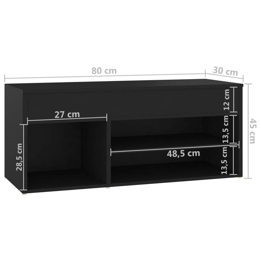 vidaXL Schuhbank mit Schuhablage Schwarz B/T/H: 80 x 30 x 45 cm - Bild 4