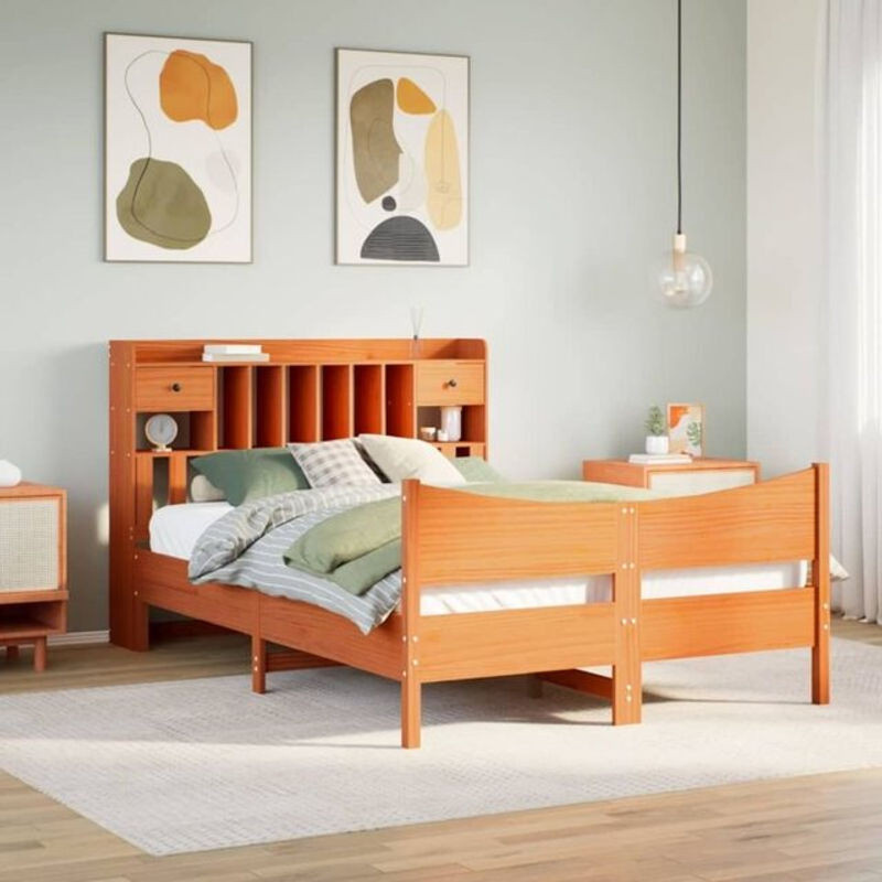 Massivholzbett aus Kiefernholz von Vidaxl in Braun, B/T/H: 150 x 200 x 110 cm - Bild 1
