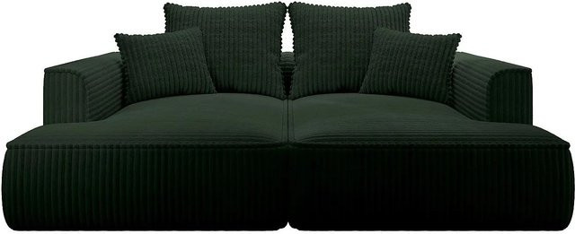 Vente-unique Sofa Pineta in Grün mit Cord-Bezug, Breite: 230 cm - Bild 1