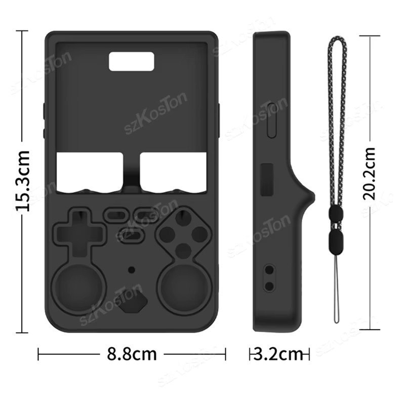 SZKOSTON Silikon-Schutzhülle für R36 Ultra Retro Handheld-Spielekonsole in Schwarz - Bild 1