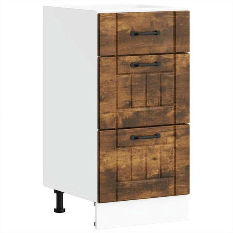 Küchenunterschrank Lucca von Vidaxl in Räuchereiche im Landhausstil aus Holzwerkstoff in Braun und Grau - Bild 1