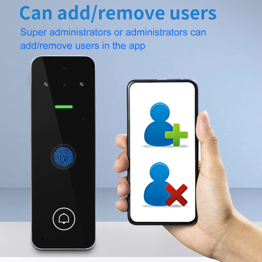 Asia-Teco WLAN-Video-Gegensprechanlage mit Fingerabdruck, RFID und Tastatur, kompatibel mit Tuya App, Farbe: Schwarz - Bild 3