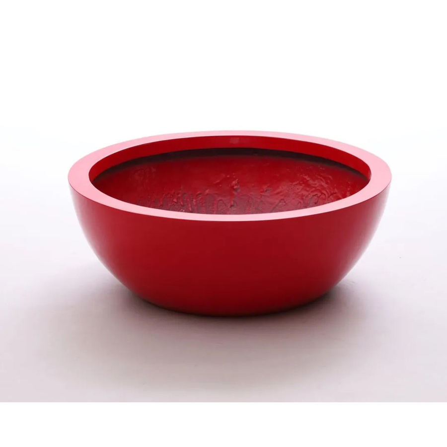 Pflanzkübel Fiberglas Schale rund von Elegant Einrichten in Rot Hochglanz, Durchmesser: 46 cm, Höhe: 16 cm - Bild 2